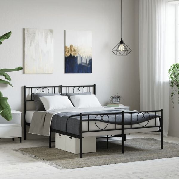 vidaXL Cadre de lit m&eacute;tal sans matelas avec pied de lit noir 120x200cm