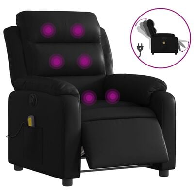 vidaXL Fauteuil de massage inclinable électrique noir similicuir