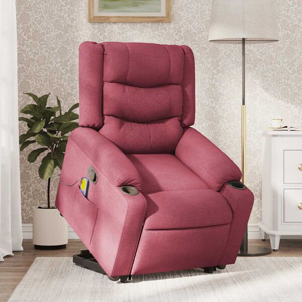 vidaXL Fauteuil inclinable de massage Rouge bordeaux Tissu