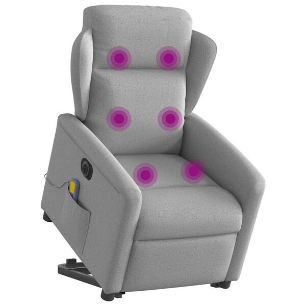 vidaXL Fauteuil inclinable de massage électrique gris nuage tissu