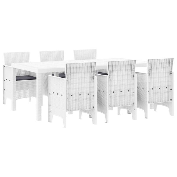 vidaXL Ensemble de salle &agrave; manger pour jardin 7 pcs Blanc Rattan Polt
