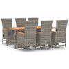 vidaXL Ensemble &agrave; manger de jardin et coussins 7 pcs gris rotin