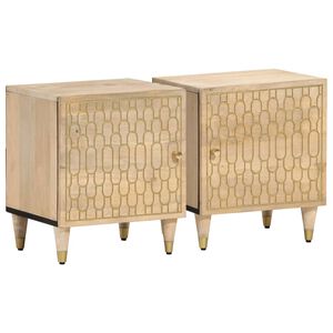 vidaXL Tables de chevet 2 pcs 40x33x46 cm Bois de manguier solide