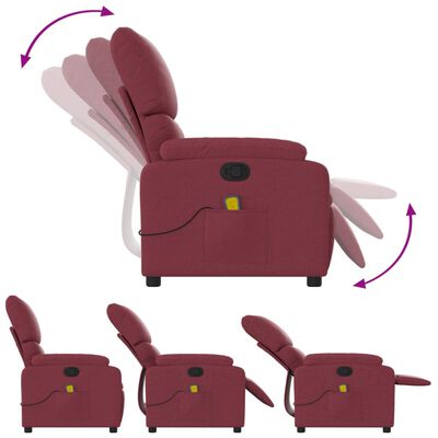 vidaXL Fauteuil de massage inclinable Rouge bordeaux Tissu