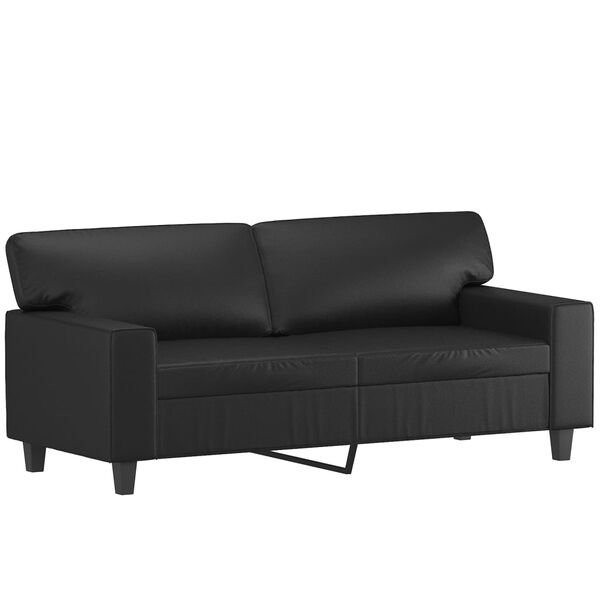 vidaXL Canap&eacute; 2 places avec oreillers d&eacute;coratifs noir 140cm similicuir