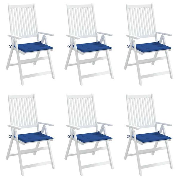 vidaXL Coussins de chaise de jardin lot de 6 bleu royal 40x40x4 cm