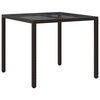 vidaXL Table de jardin pour repas Marron 90 x 90 x 75 cm Poly rotin