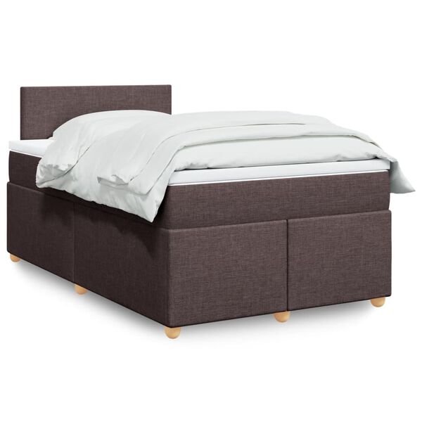 vidaXL Sommier &agrave; lattes de lit et matelas marron fonc&eacute; 120x190cm tissu