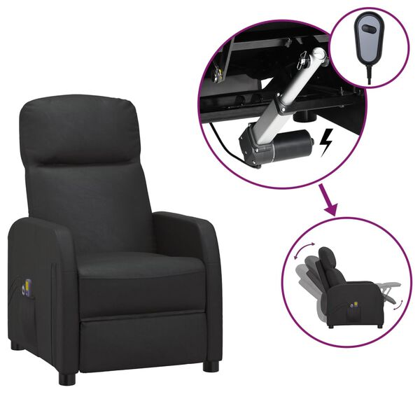 vidaXL Fauteuil électrique de massage Noir Similicuir