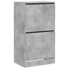 vidaXL Armoire &agrave; chaussures 2 tiroirs rabattables gris b&eacute;ton