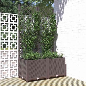 vidaXL Jardini&egrave;re avec treillis Marron 80x40x136 cm PP