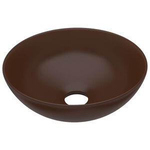 vidaXL Lavabo de salle de bain C&eacute;ramique Marron Rond