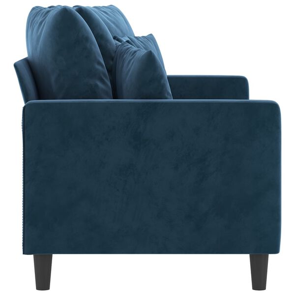 vidaXL Canapé à 2 places Bleu 140 cm Velours