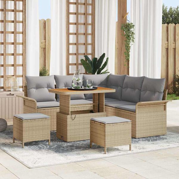 vidaXL Ensemble de canap&eacute; de jardin 8 pcs Beige et Gris clair