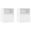 vidaXL Tables de chevet 2 pcs Blanc 40x40x50 cm Agglom&eacute;r&eacute;