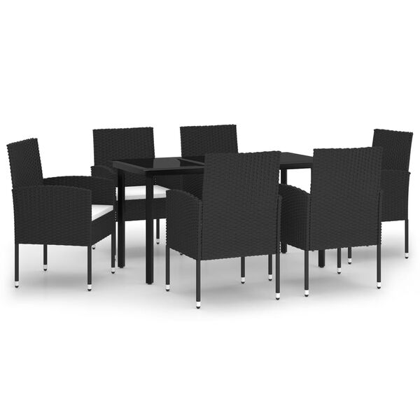 vidaXL Ensemble à manger de jardin 7 pcs Noir