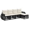 vidaXL Ensemble de canap&eacute; de jardin 5 pc Noir et blanc cr&egrave;me polyrotin