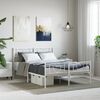 vidaXL Cadre de lit m&eacute;tal sans matelas et pied de lit blanc 140x190 cm