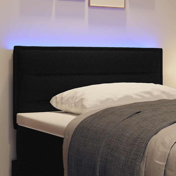 vidaXL T&ecirc;te de lit LED avec des lumi&egrave;res &agrave; LED Noir 90 cm Polyester