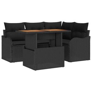 vidaXL Ensemble de canap&eacute; de jardin avec coussin 5 pcs Noir polyrotin