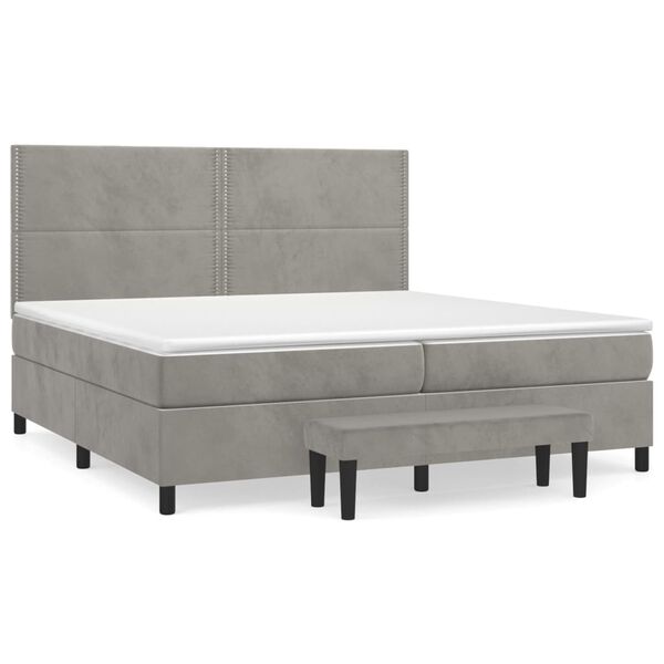 vidaXL Sommier &agrave; lattes de lit et matelas Gris clair 200x200cm Velours