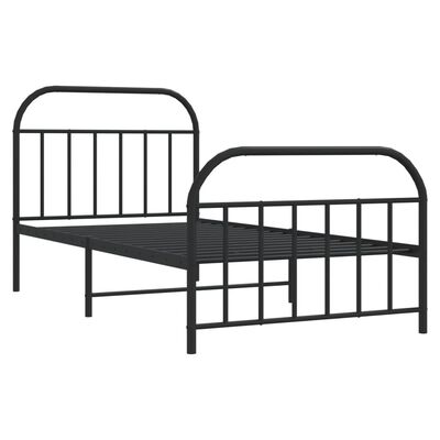 vidaXL Cadre de lit métal sans matelas et pied de lit noir 100x200 cm