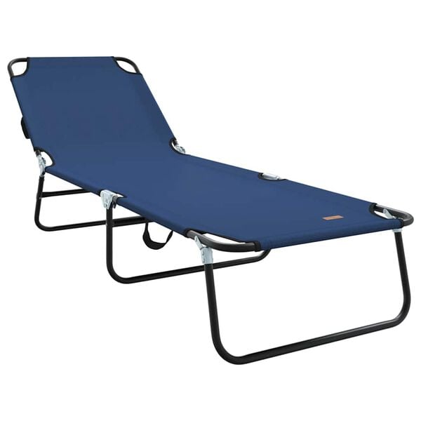 vidaXL Chaise longue pliante Bleu 188 x 57 x 86,5 cm Polyester