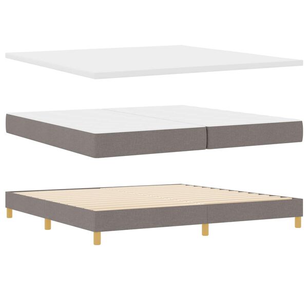 vidaXL Lit &agrave; ressorts avec matelas Taupe 200 x 200 cm Polyester