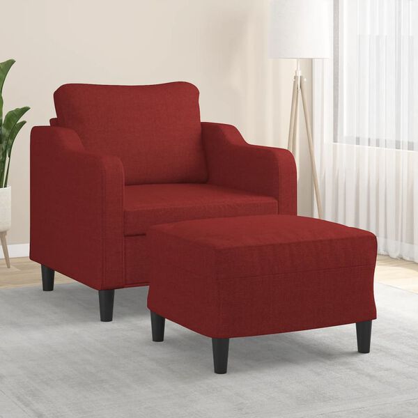vidaXL Fauteuil avec repose-pied Rouge bordeaux 60 cm Tissu
