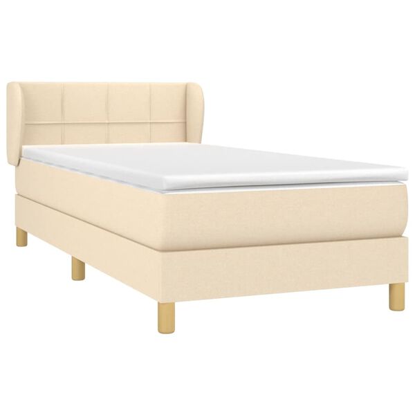 vidaXL Sommier &agrave; lattes de lit avec matelas Cr&egrave;me 80x200 cm Tissu