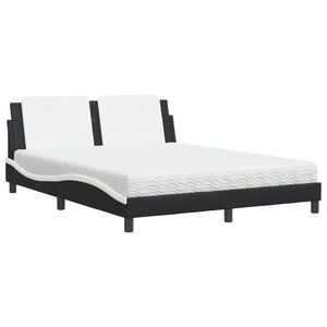 vidaXL Lit avec matelas Zadar noir et blanc 160x200 cm similicuir