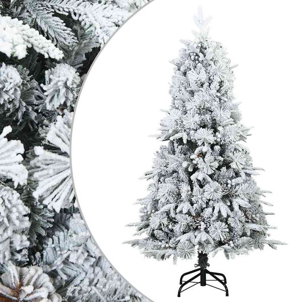 vidaXL Sapin de Noël artificiel à branches pliantes, duveteux de neige