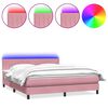 vidaXL Sommier &agrave; lattes de lit avec matelas et LED rose 180x210 cm velours