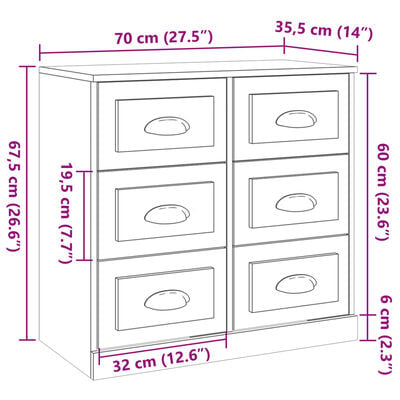 vidaXL Buffets 3 pcs Blanc Bois d'ingénierie