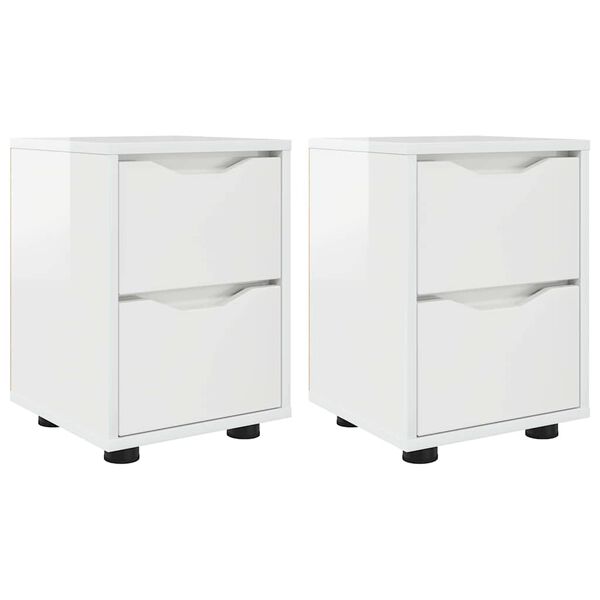 vidaXL Tables de chevet 2 pcs Blanc brillant 30,5 x 30 x 43 cm