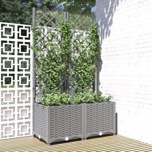 vidaXL Jardini&egrave;re avec treillis Gris clair 80x40x136 cm PP