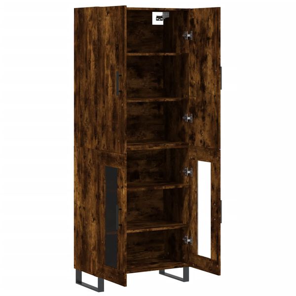 vidaXL Buffet haut Ch&ecirc;ne fum&eacute; 69,5x34x180 cm Bois d'ing&eacute;nierie
