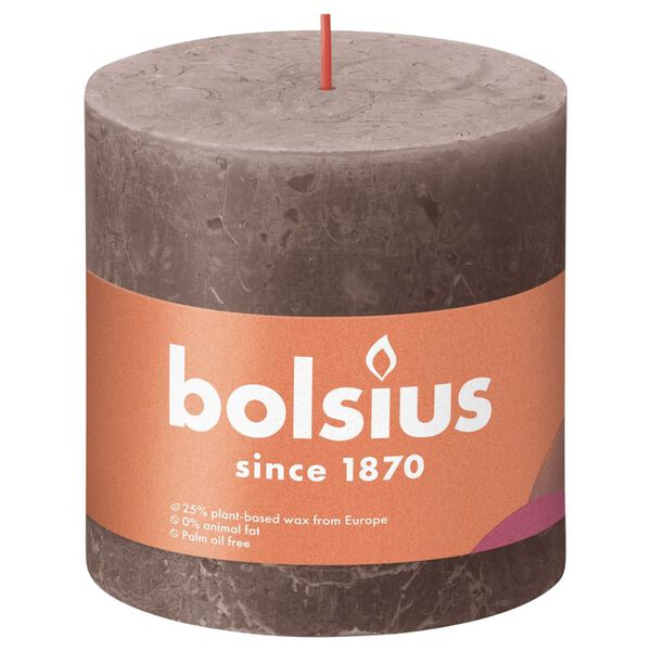 Bolsius Bougies pilier rustiques Shine 3 pcs 100x100 mm Taupe rustique