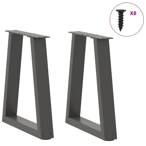 vidaXL Pieds de table basse en forme de V 2 pièces Anthracite 28 x (42-43,3) cm Acier