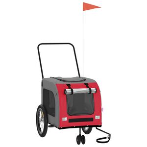 vidaXL Remorque de v&eacute;lo pour animaux de compagnie rouge et gris