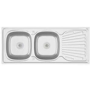 vidaXL Évier de cuisine à double évier argenté 1200x500x155 mm inox