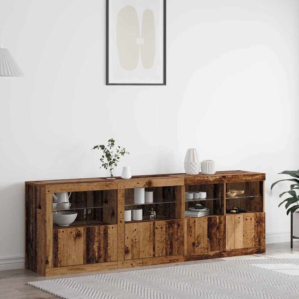 vidaXL Buffet LED Bois ancien 202 x 37 x 67 cm Bois d'ingénierie