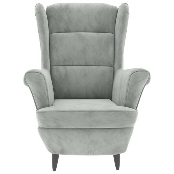 vidaXL Fauteuil &agrave; oreilles avec tabouret gris clair velours