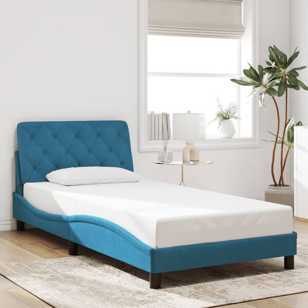 vidaXL Cadre de lit sans matelas bleu 100x200 cm velours