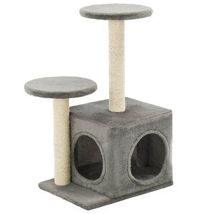 vidaXL Arbre &agrave; chat avec griffoirs en sisal 60 cm Gris