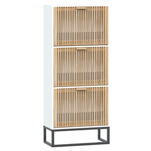 vidaXL Armoire &agrave; chaussures blanc 52x25x120 cm bois d'ing&eacute;nierie