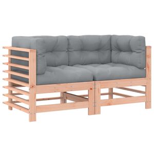 vidaXL Canap&eacute;s d'angle avec coussins 2 pcs bois massif douglas