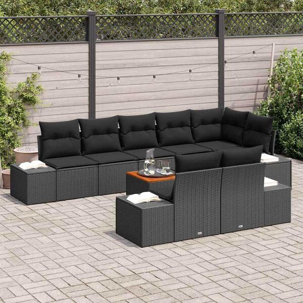 vidaXL Ensemble de canap&eacute; de jardin 9 pcs Noir