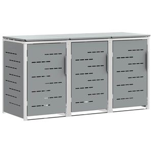 vidaXL Stockage de bac &agrave; d&eacute;chets Acier inoxydable Gris