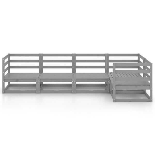 vidaXL Salon de jardin 5 pcs gris bois de pin massif